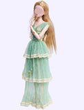 Handmade 1:6 Scale Doll Dress with Bracelet Miniature Victorian Style Gown