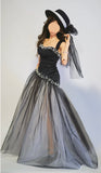 Handmade Doll Evening Gown & Hat Miniature Black Couture Dress 1/4 1/3 Scale