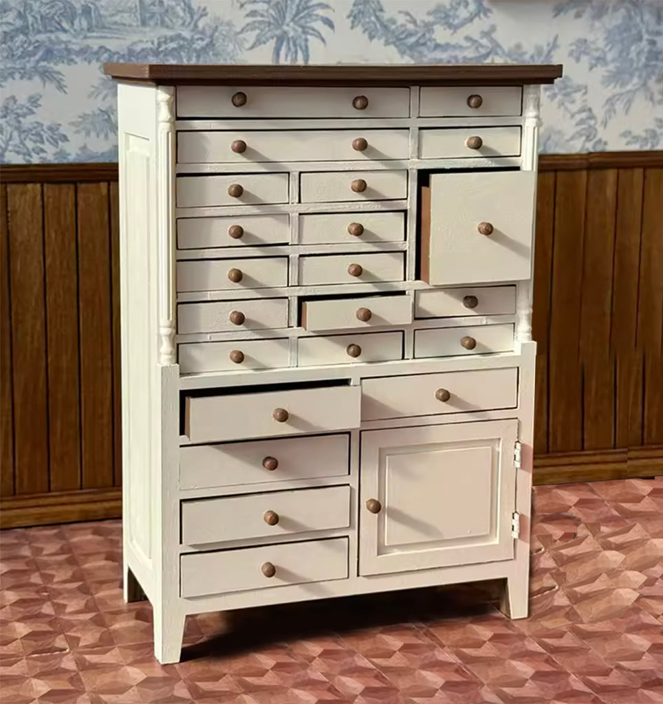 Handmade 1:6 Scale Dollhouse Cabinet Miniature Wooden Storage with Drawers Furniture