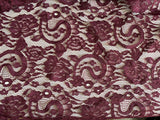 Craftuneed wine colour embroidered floral lace fabric sheet approx. 1 meter