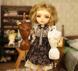 Craftuneed 1:6 Scale Miniature Vintage French Style Wooden Dress Form Mannequin Prop with 2 Interchangeable Bases Doll Furniture