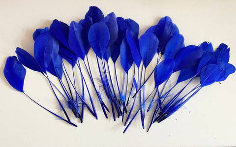 Craftuneed Bundle 35pcs Royal Blue Goose Feathers Soft Craft Feathers for DIY Hat Millinery Supplies