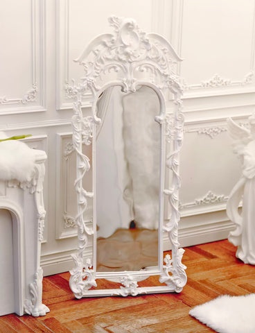 Handmade Dollhouse Miniature Floor Mirror Vintage Baroque Style 1/6 1/4 Scale Acrylic Mirror