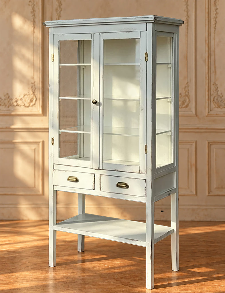 1:6 Scale Dollhouse Display Cabinet Miniature Vintage Style Wooden Furniture