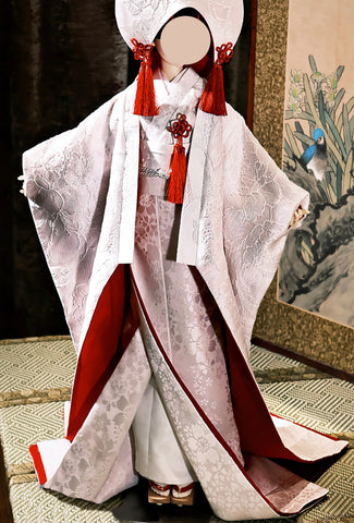 Handmade Doll Wedding Kimono Miniature Japanese Style Shiromuku Bridal Outfit 1/4 1/3