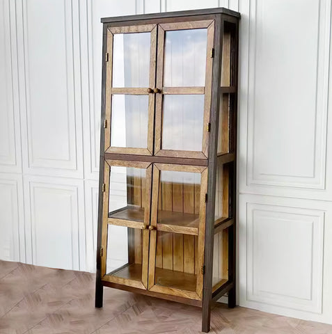 1:6 Scale Dollhouse Display Cabinet Handmade Miniature Wooden Storage Furniture