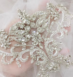 Silver Rhinestone Applique Crystal Motif Embellishment for Sewing Craft