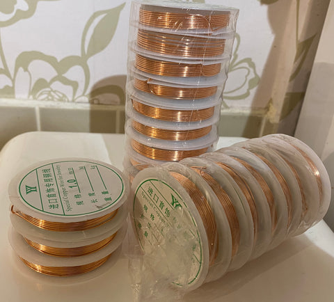 Craftuneed Bundle 20 spools Copper plated wire for Jewellery beading craft 1.0mm total 30meters