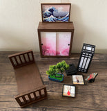 Craftuneed Handmade 1:6 Japanese doll furniture cabinet table lantern bonsai miniature dollhouse props