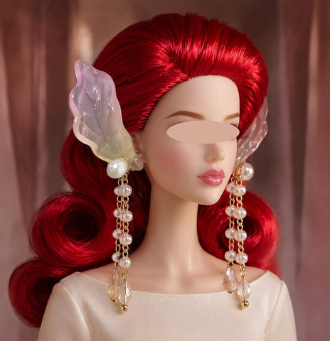 1:6 Scale Mermaid Style Earrings Miniature Faux Pearl Dangle Jewellery Handmade