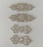 Craftuneed Bundle 4pcs Iron on Silver Rhinestones embellishment motif crystal beads applique patch