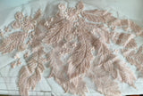 Craftuneed Bundle 2Pcs Luxury Light Blush Pink Sequin Lace Applique Beaded Floral Embroidered Patch for Dressmaking, Bridal, Dancewear