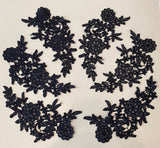 Craftuneed Job lot 6pcs navy sew on lace applique dress sewing floral lace motif patch