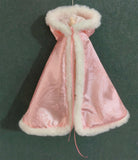 Handmade Doll Cape Miniature Pink Satin Faux Fur Hooded Cloak 1/6 1/4 1/3 Custom