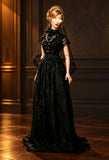 Handmade Gothic Doll Dress with Veil Black Lace Victorian Bridal Gown 1/6 1/4 1/3 Scale