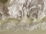 Craftuneed Bundle 14.9Meters white floral lace trim dress bridal sew on tulle lace trimming