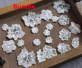 Ivory Floral Lace Applique Bundle Beaded, Sequin Bridal Embroidered Flower Patches