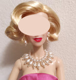 1:6 Scale Doll Faux Pearl Necklace and Earrings Set Miniature Jewellery Handmade