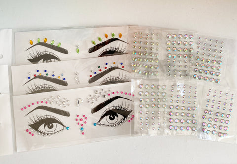Bundle 9pcs colourful eye shadows gems tattoos rainbow face gems jewels stickers