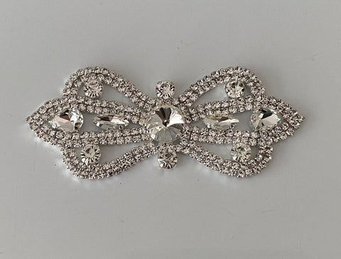 Craftuneed Silver Bridal Wedding Rhinestones applique butterfly embellishments diamante motif