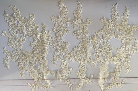 Craftuneed Bundle 6pcs Champagne lace applique sew on embroidered floral lace motif patch