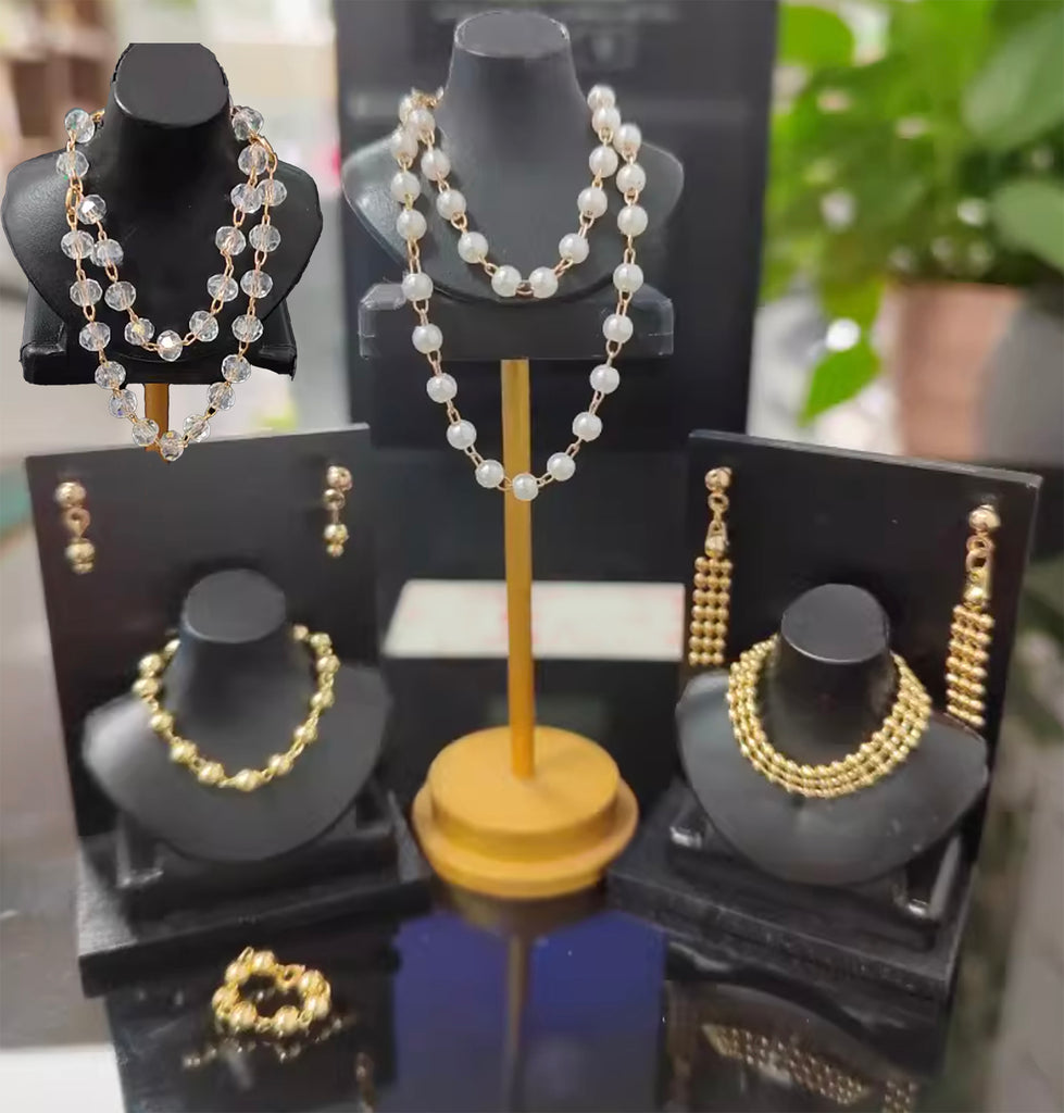 Set of 4 Doll Jewellery Pieces 1:6 Scale Handmade Miniature Necklaces Earrings Bracelet