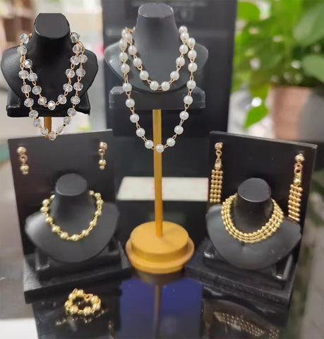 Set of 4 Doll Jewellery Pieces 1:6 Scale Handmade Miniature Necklaces Earrings Bracelet