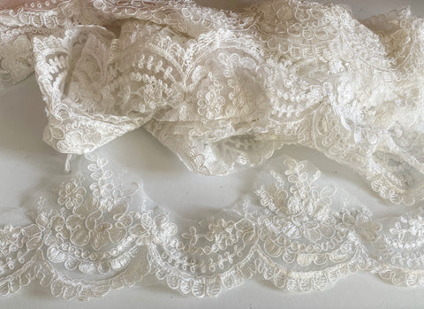 Bundle 6.2 Meters ivory embroidered floral lace trim sew on bridal wedding tulle lace trimming for dress diy Craftuneed