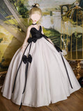 Handmade Doll Ball Gown Miniature Dress with Petticoat Black White 1/6 1/4 1/3 Scale