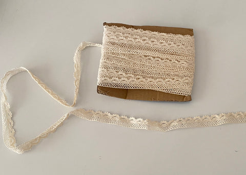 Craftuneed Bundle 13Meters ivory cotton crochet lace trim sewing dress lace trimming 1.6cm width