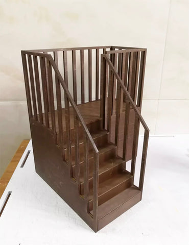 Handmade 1/6 & 1/12 Scale Miniature Wooden Staircase Dollhouse Loft Stairs Furniture Prop