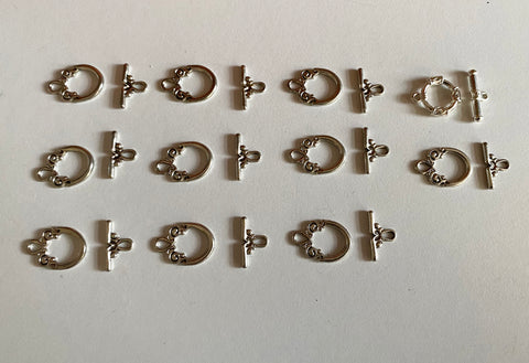 Craftuneed 11 Pairs Silver Tone Toggle Clasps Decorative T-Bar Fasteners for Jewellery Making