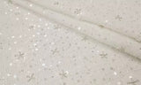Craftuneed 3 Yards Luxury White Tweed Sequins Embroidered Fabric Floral Sequin Mesh Fabric for Dressmaking Crafts &amp; Decorations