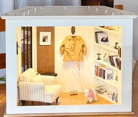 Handmade 1:6 Scale Hexagon Dollhouse Room Wooden Miniature Display Scene