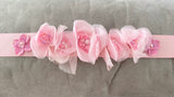 Handmade Baby Pink Bridal Beaded Sash Belt – Chiffon Flower Wedding Dress Belt