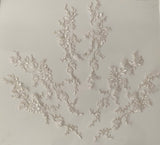 Craftuneed Job lot 6pcs ivory & silver cords sew on lace applique floral tulle lace motif patch