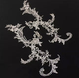 Ivory Floral Lace Applique Pair Bridal Lace Motifs Left Right Matching 20 Pairs (40pcs)