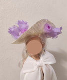 Handmade 1:6 Scale Doll Hat with Lilac Purple Flowers Miniature Doll Accessory