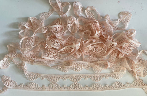 Craftuneed Bundle 9.2 Meters Pink Floral Lace Trim Sew on Embroidered cotton lace trimming