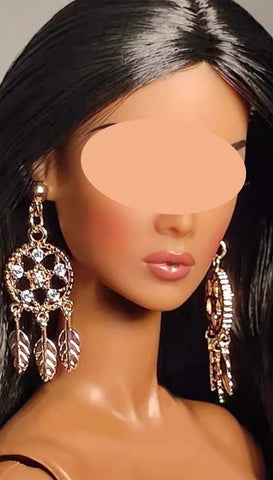 Handmade 1:6 Scale Rhinestone Earrings Miniature Fashion Doll Jewelry Accessories Per Pair