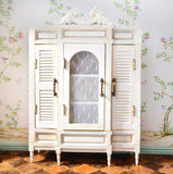 Handmade 1:12 Scale Vintage Dollhouse Cabinet - Miniature Wooden Wardrobe