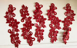 Bundle 5pcs wine lace applique embroidered floral tulle lace motif patch