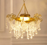 Handmade Miniature Faux Crystal Chandelier Light 1:6 Scale Dollhouse Hanging Ceiling Lamp