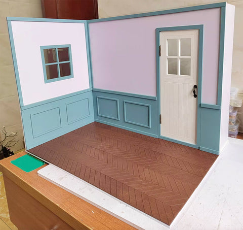 1:6 Scale Miniature Victorian Room Diorama DIY Kit - Flat Pack Dollhouse Scene