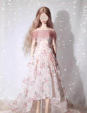Handmade Floral Doll Dress Miniature Sequins Beaded Evening Gown For 1/6 1/4 1/3 Scale