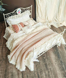 Handmade Dollhouse Blanket Pillow Miniature French Bedding Set 1/12 1/6 1/4 1/3 Scale