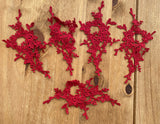 5pcs Wine Red Floral Lace Appliques Embroidered Flower Burgundy Lace Motifs Patches