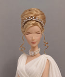 1:6 Scale Doll Crown & Faux Pearl Choker Necklace Miniature Royal Style Jewellery