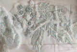 Craftuneed Bundle 2Pcs Luxury Pastel Grey Blue Sequin Lace Applique Beaded Floral Embroidered Patch for Dressmaking, Bridal, Dancewear