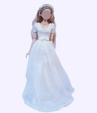 Handmade 1:6 Scale Doll Wedding Dress Miniature Bridal Gown with Hair Accessory Necklace